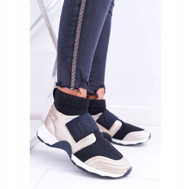 Zapatos Deportivos de Mujer Lu Boo con Calcetín Dorado Glitter Phantom negro multicolor amarillo 2