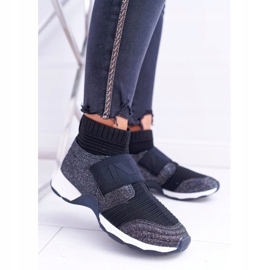 Zapatos Deportivos De Mujer Lu Boo Con Calcetín Negro Glitter Phantom 1