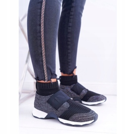 Zapatos Deportivos De Mujer Lu Boo Con Calcetín Negro Glitter Phantom 2