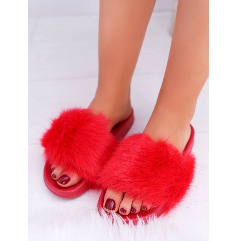 Pantuflas de Mujer con Piel Piel Roja rojo 1