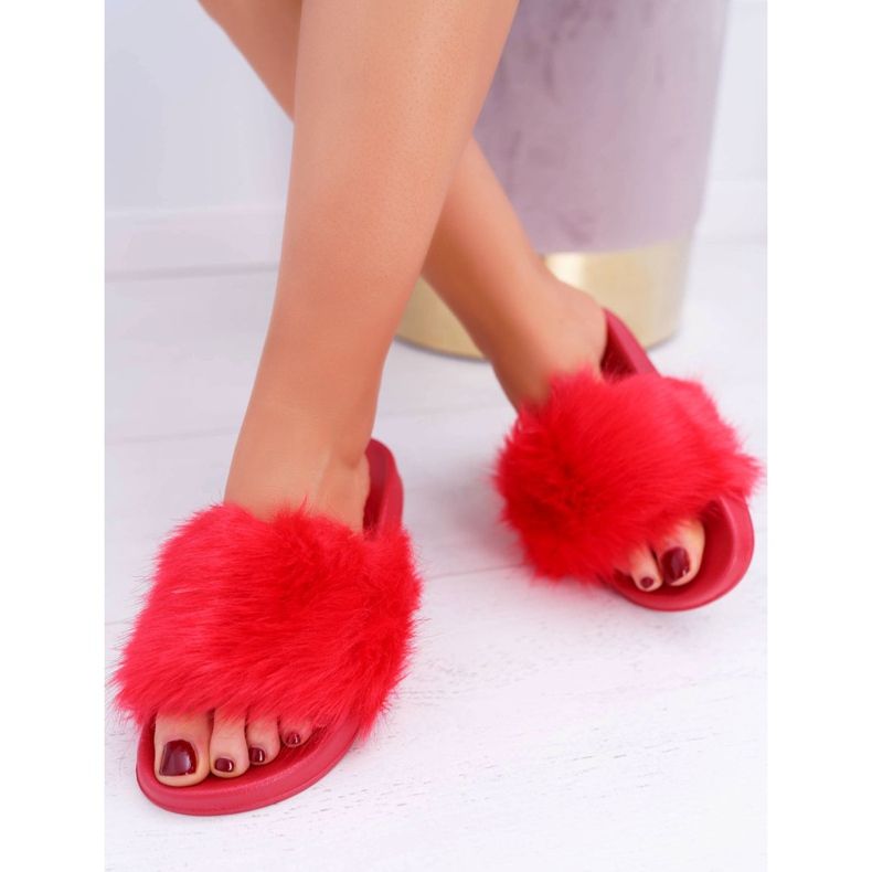 Pantuflas de Mujer con Piel Piel Roja rojo 2