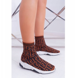 Zapatos deportivos para mujer High Sock Brown Press marrón 2