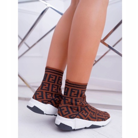 Zapatos deportivos para mujer High Sock Brown Press marrón 3