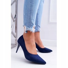 FB1 Stilettos de mujer ante en Spitz azul marino crema 1