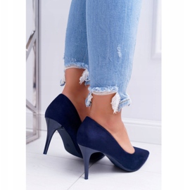 FB1 Stilettos de mujer ante en Spitz azul marino crema 3