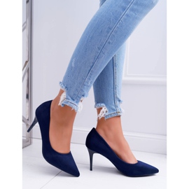 FB1 Stilettos de mujer ante en Spitz azul marino crema 5