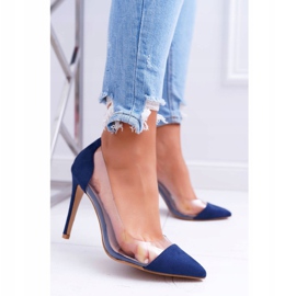 NFR Stilettos de mujer transparentes con Spitz Navy Blue Live azul marino 2