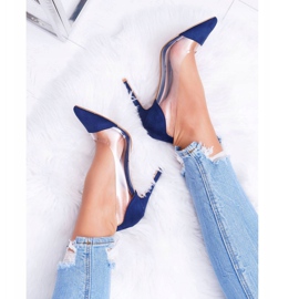 NFR Stilettos de mujer transparentes con Spitz Navy Blue Live azul marino 6