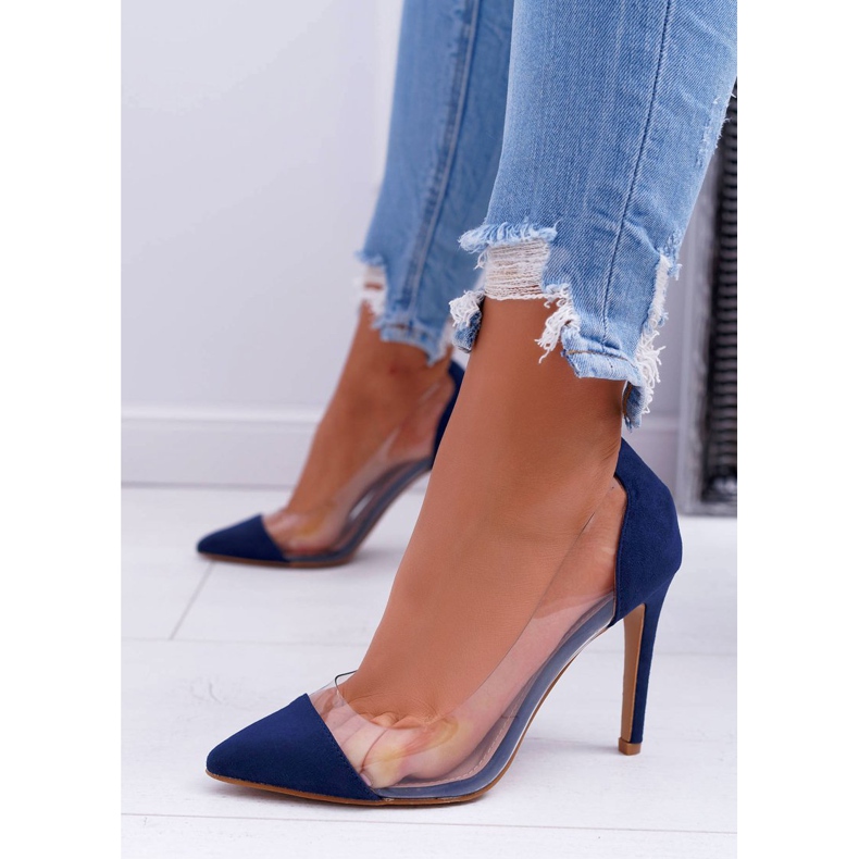 NFR Stilettos de mujer transparentes con Spitz Navy Blue Live azul marino 1