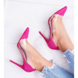 NFR Stilettos de mujer transparentes con Spitz Fuchsia Live rosado 6