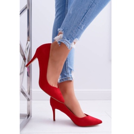 FB1 Stilettos de ante para mujer en rojo Spitz crema 3