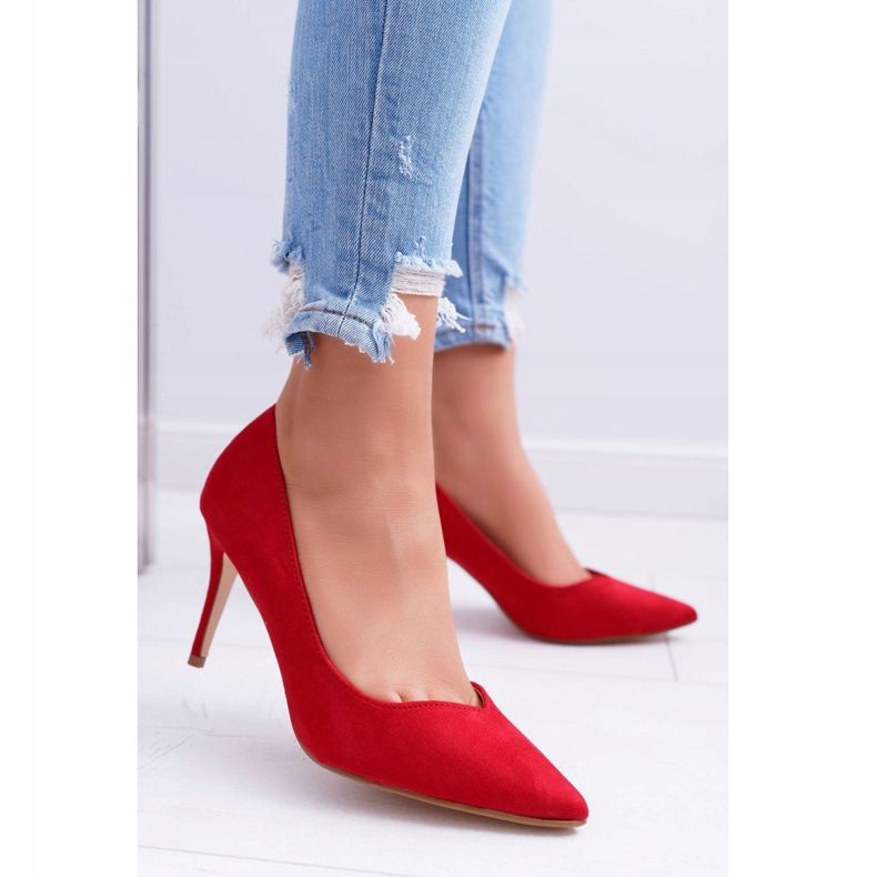 FB1 Stilettos de ante para mujer en rojo Spitz crema 2