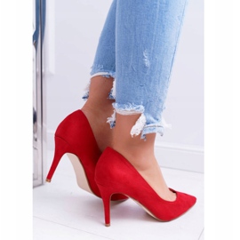 FB1 Stilettos de ante para mujer en rojo Spitz crema 6