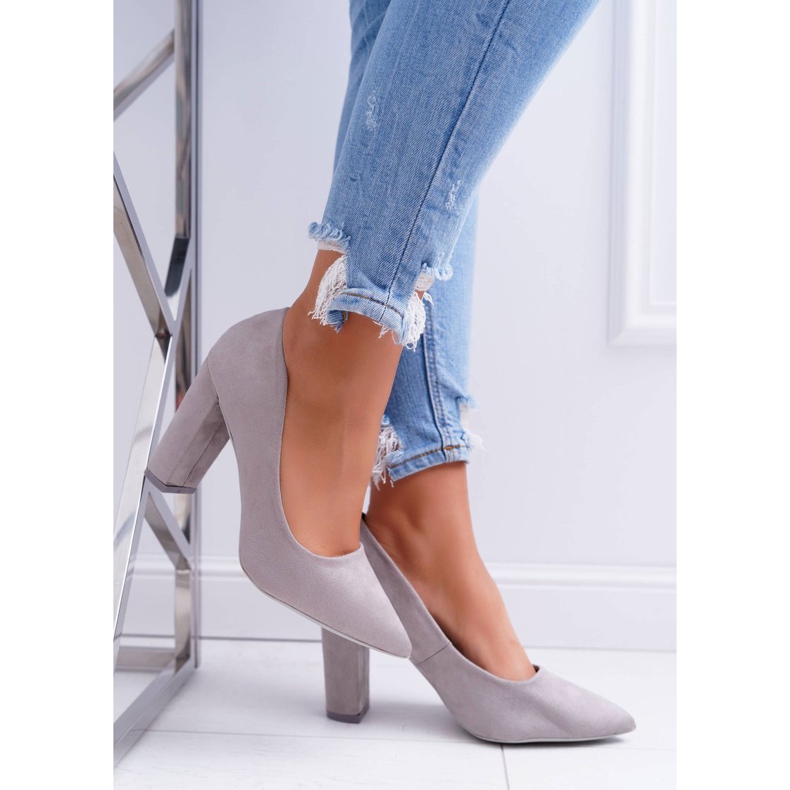 SEA De Mujer Salón Con Tacón Ante Gris Fresa 2