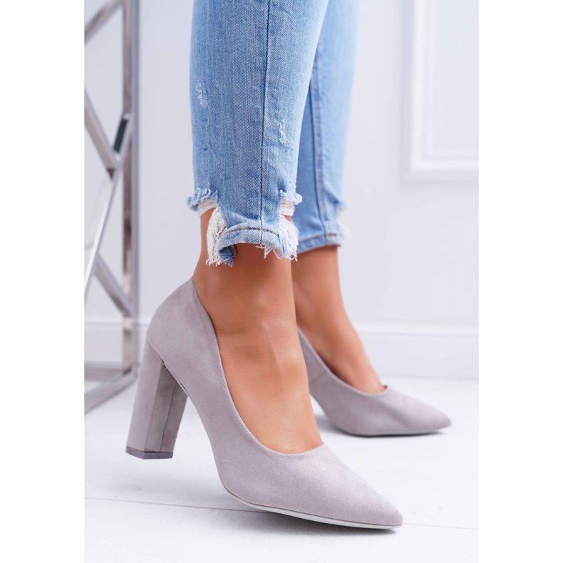 SEA De Mujer Salón Con Tacón Ante Gris Fresa 1