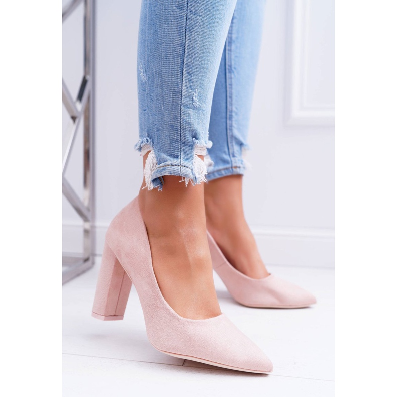 SEA De Mujer Salón Con Tacón Ante Rosa Fresa 1