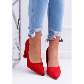 SEA De Mujer Salón Con Tacón Ante Rojo Fresa 3