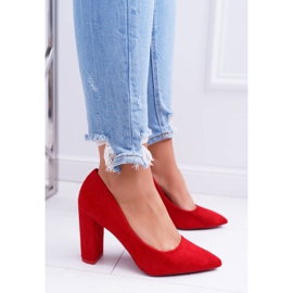 SEA De Mujer Salón Con Tacón Ante Rojo Fresa 4