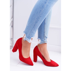 SEA De Mujer Salón Con Tacón Ante Rojo Fresa 5