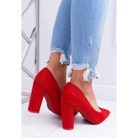 SEA De Mujer Salón Con Tacón Ante Rojo Fresa 6