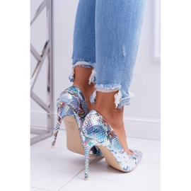 Tacones altos para mujer Lu Boo Blue Snake In Spitz Iris azul multicolor 4