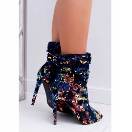 LU BOO Botas De Mujer Con Tacón Alto Elegantes Lentejuelas Iridiscentes Harley multicolor 3