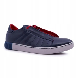 Bednarek Polish Shoes Zapatos Brogues Bednarek Sport De Cuero Sin Malla Para Hombre Azul Marino Geos 1