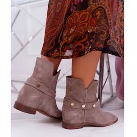 Botas Planas Mujer Laura Messi 1890 Ante Cuero Beige Darmah 4