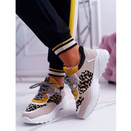 NFR Zapatillas Deportivas Mujer Suela Alta Leopardo Chillout beige amarillo 2