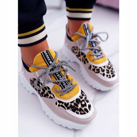 NFR Zapatillas Deportivas Mujer Suela Alta Leopardo Chillout beige amarillo 5