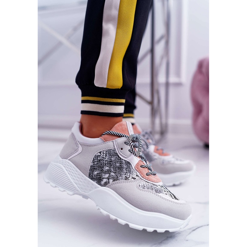 NFR Zapatillas Deportivas Mujer Suela Alta Piel Serpiente Rosa Chillout rosado gris 1