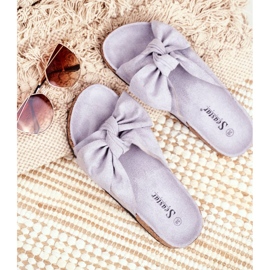 PS1 Pantuflas grises de mujer con lazo Wendy Cork 5