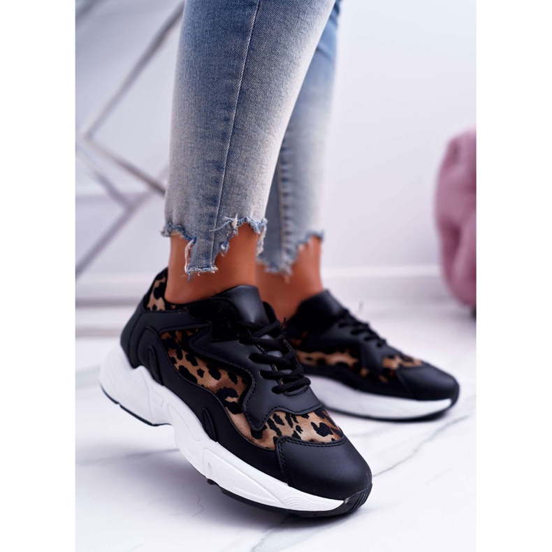 FRJ Zapatos Deportivos Mujer Leopardo Negro Mezeno 1