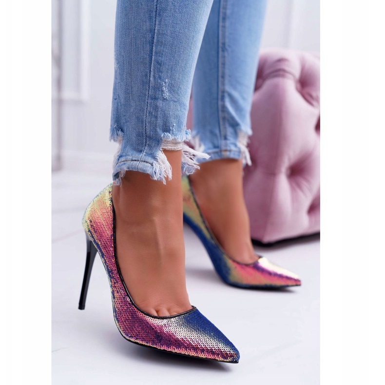 PS1 Stilettos de mujer iridiscentes con lentejuelas CrazyStuff negro 1