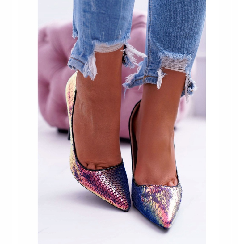 PS1 Stilettos de mujer iridiscentes con lentejuelas CrazyStuff negro 2