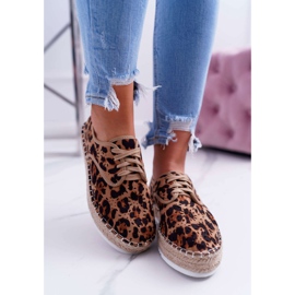 HAN Alpargatas de mujer con cordones ante leopardo MyShoes marrón 1
