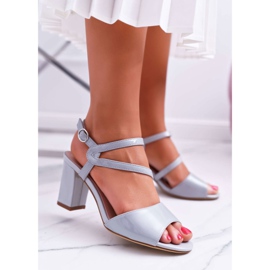 Sandalias Mujer En Tacón Alto Sergio Leone SK844 Lacado Gris Tres 1