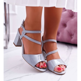 Sandalias Mujer En Tacón Alto Sergio Leone SK844 Lacado Gris Tres 2