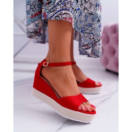 SEA Sandalias De Mujer Con Plataforma De Cuña Ante Rojo Delima 1