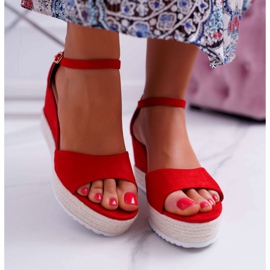 SEA Sandalias De Mujer Con Plataforma De Cuña Ante Rojo Delima 2