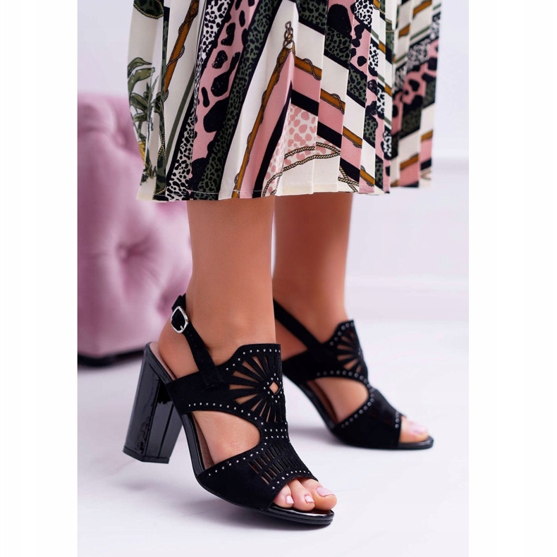 Sandalias de Mujer en Tacón Alto Sergio Leone SK852 Suede Black Diven negro 2