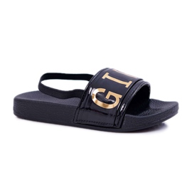 FRROCK Pantuflas para niños, juveniles, con letras doradas, niña, estrella, negro, Bambi 3