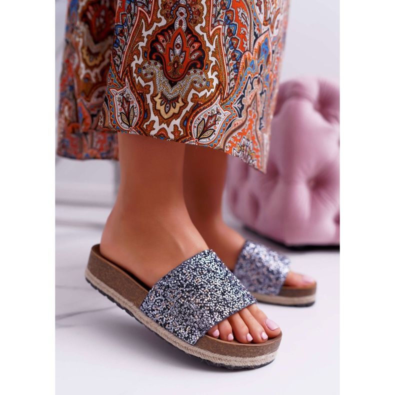 S.Barski Zapatillas de mujer elegantes Suela de jersey grueso azul 1