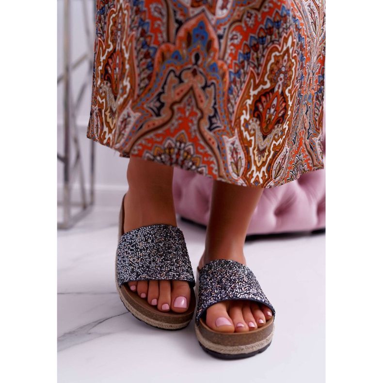 S.Barski Zapatillas de mujer elegantes Suela de jersey grueso azul 2