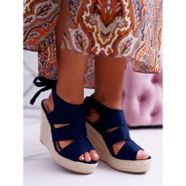 BUGO Sandalias de mujer con cuña Yenga Wedge azul marino 3