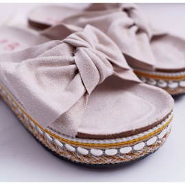 Pantuflas de Mujer Suela Gruesa con Lazos Beige Milady 5