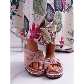 Pantuflas De Mujer Con Lazos De Suela Gruesa Rosa Milady 2