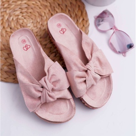 Pantuflas De Mujer Con Lazos De Suela Gruesa Rosa Milady rosado 5