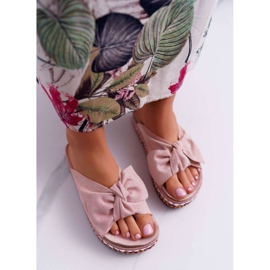 Pantuflas De Mujer Con Lazos De Suela Gruesa Rosa Milady rosado 3