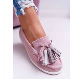 EVE Mocasines de mujer, ante con flecos, batista rosa rosado 5